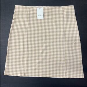 Elodie Beige Checkered Mini Skirt